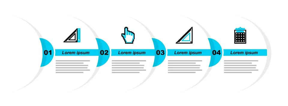 Set line Hotel building, Triangular ruler, Pixel hand cursor and icon. Vector Ilustración de archivo