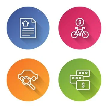 Set line House contract, Bicycle rental mobile app, Car sharing and Price n.. Stock Illustration