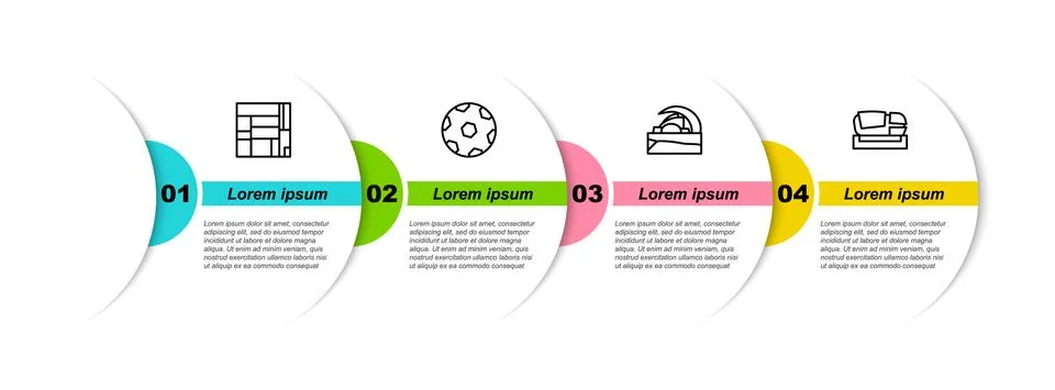 Set line House Edificio Mirador, Football ball, Concert hall de Tenerife and 스톡 일러스트