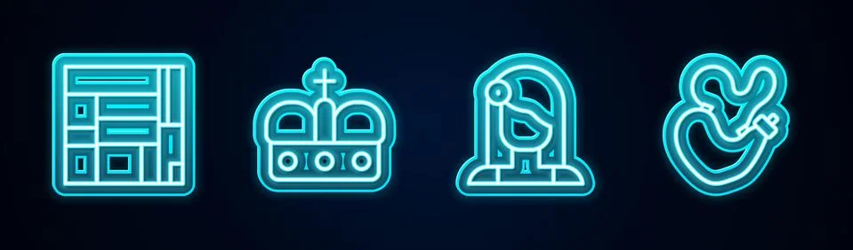 Set line House Edificio Mirador, Crown of spain, Spanish woman and wineskin 스톡 일러스트