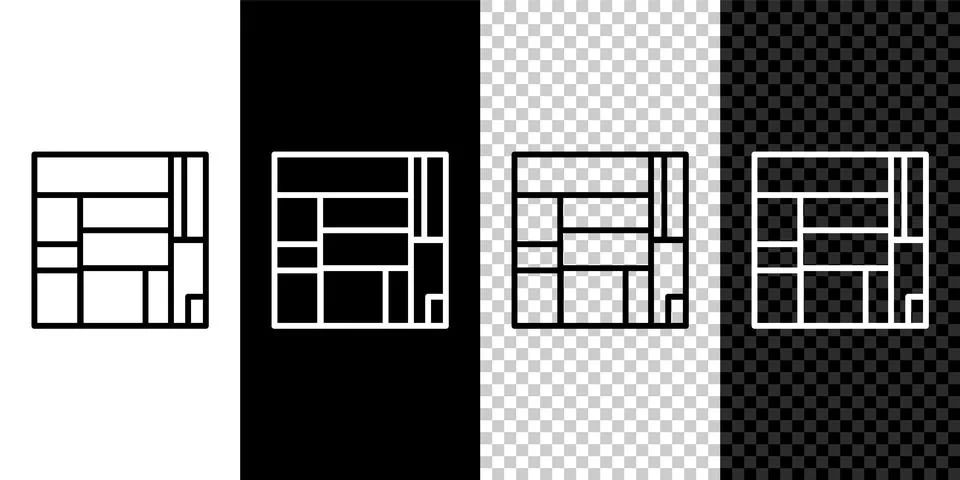 Set line House Edificio Mirador icon isolated on black and white background.  Иллюстрация