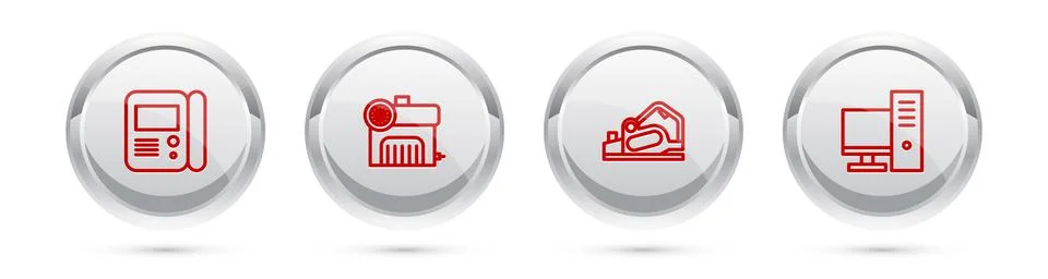 Set line House intercom system, Air compressor, Electric planer tool and Stock Illustration