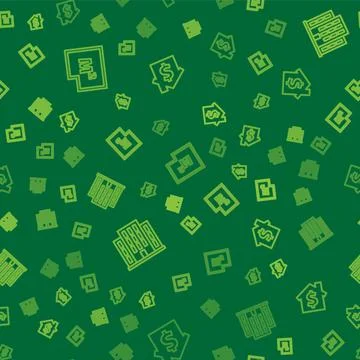 Set line House plan, and with dollar symbol on seamless pattern. Vector Stock Illustration