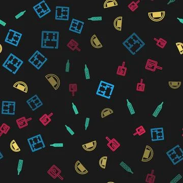 Set line House plan, Skyscraper, Garage and Parking on seamless pattern. Vect Stock Illustration