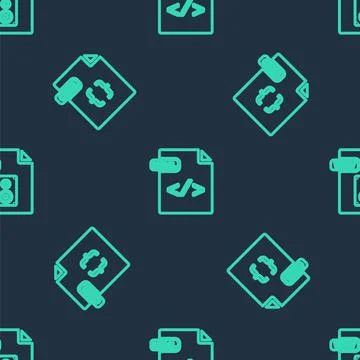 Set line HTML file document, CSS and WAV on seamless pattern. Vector Stock Illustration