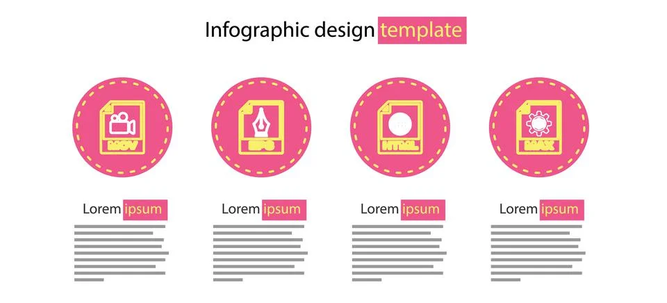 Set line HTML file document, MAX, EPS and MOV icon. Vector 스톡 일러스트