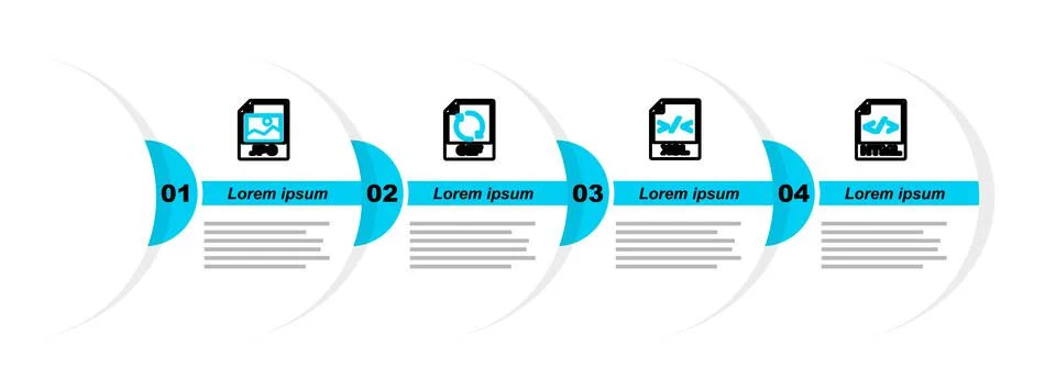 Set line HTML file document, XSL, GIF and JPG icon. Vector 库存插图
