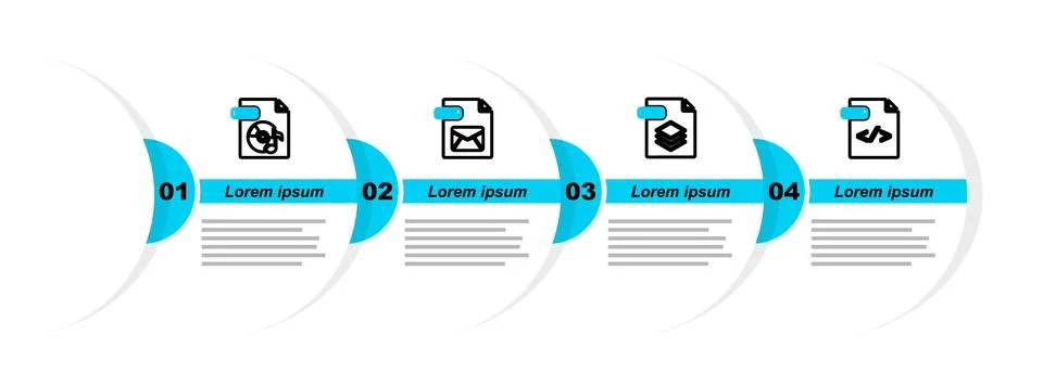 Set line HTML file document, PSD, EML and MP3 icon. Vector Stock Illustration