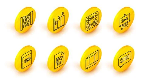 Set line Human brain, Function mathematical symbol, Calculator, Test exam s.. Stock Illustration