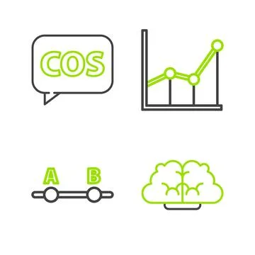 Set line Human brain, Graph, schedule, chart, diagram, and Mathematics function 스톡 일러스트