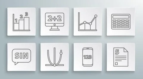 Set line Human brain, Graph, schedule, chart, diagram, Ringing bell, Book w.. 스톡 일러스트