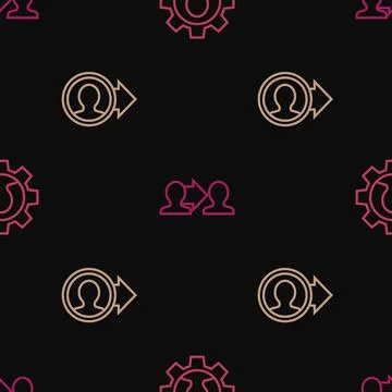 Set line Human with gear, Create account screen and Project team base on seam Illustrazione stock