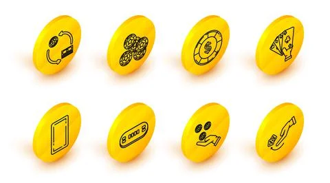 Set line Human hand throwing game dice, Hand holding casino chips, Poker table Stock Illustration