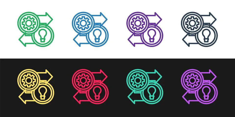 Set line Human resources icon isolated on black and white background. Concept of Stock Illustration