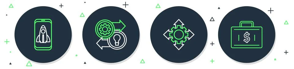 Set line Human resources, Project team base, Startup project concept and Illustrazione stock