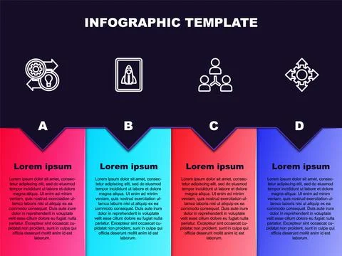 Set line Human resources, Startup project concept, Project team base and Illustrazione stock