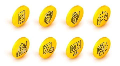 Set line Humanoid robot Software Computer api interface Error Remote control  Ilustración de archivo