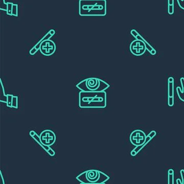 Set line Hypnosis, No smoking and Giving up cigarette on seamless pattern Stock Illustration