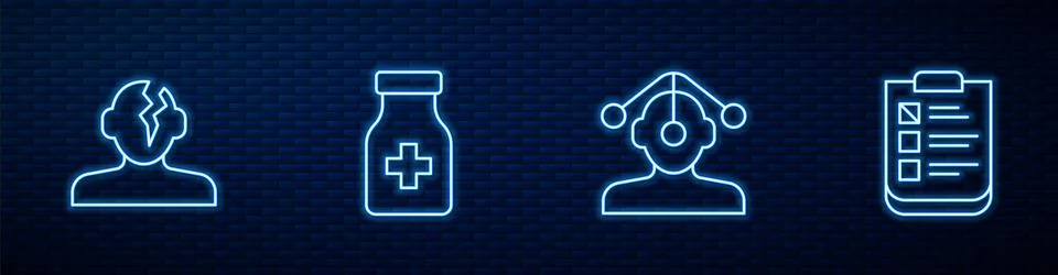 Set line Hypnosis, Solution problem in psychology, Sedative pills and Psych.. Illustrazione stock