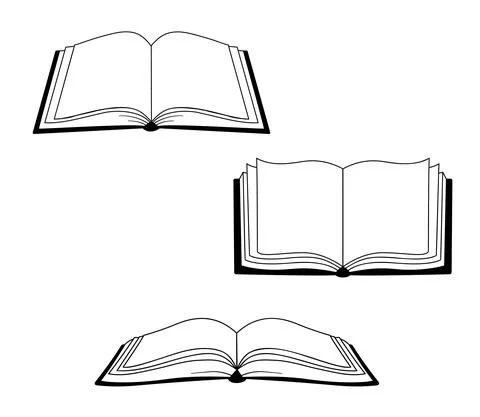 Set of line Icon of open book. Vector outline illustration of isolated on white Stock Illustration