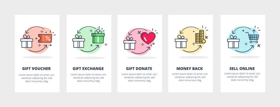 Set of line icon return options for bad gifts.Template for mobile application Stock Illustration