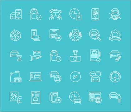 Set of Line Icons of Carsharing Stock Illustration