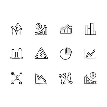 Set line icons data analytics, strategy, business analysis and business planning イラスト素材