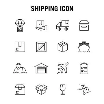 Set of line icons for freight forwarding services. Illustrazione stock
