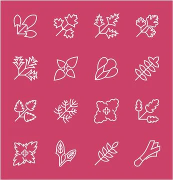 Set of Line Icons of Greenery. Free Stock Illustration