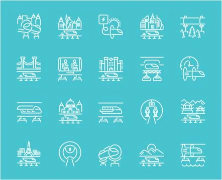 Set of Line Icons of Hyperloop. Stockillustratie