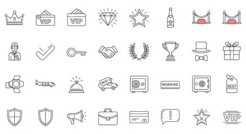 A set of line icons representing luxury, exclusivity Stock Illustration