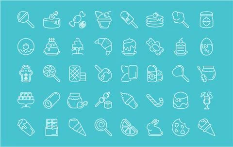 Set of Line Icons of Sweets 無料イラスト素材