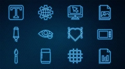 Set line ID File document, Graphic tablet, Computer monitor and cursor, Red eye Stock Illustration