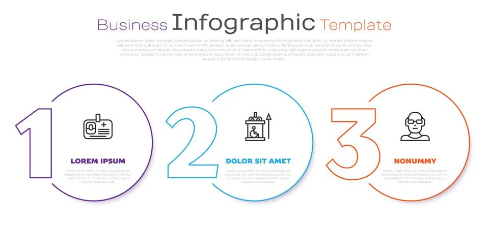 Set line Identification badge, Elevator for disabled and Poor eyesight. Business Illustrazione stock