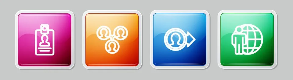 Set line Identification badge, Project team base, Create account screen and H Stockillustratie