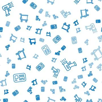 Set line Identification badge, Scanner scanning bar code and Shopping cart on 스톡 일러스트