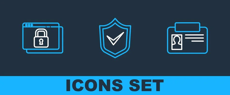 Set line Identification badge, Secure your site with HTTPS, SSL and Shield check イラスト素材