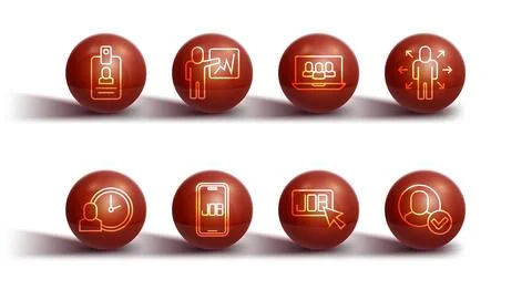 Set line Identification badge, Work time, Multitasking manager working, Search Stock Illustration