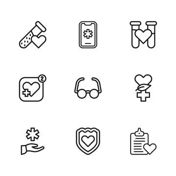 Set line Immune system, Ethnoscience, Patient record, Glasses, Test tube wi.. 스톡 일러스트