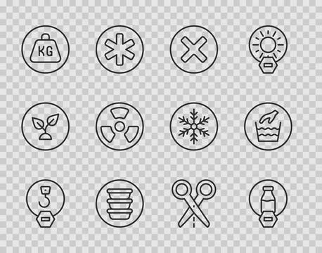 Set line Industrial hook, Lactose free, X Mark, Cross in circle, Bowl, Weig.. Stock Illustration