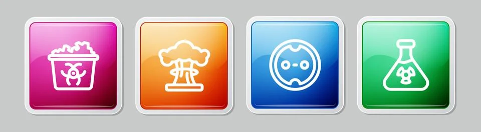 Set line Infectious waste, Nuclear explosion, Electrical outlet and Test tube Stock Illustration