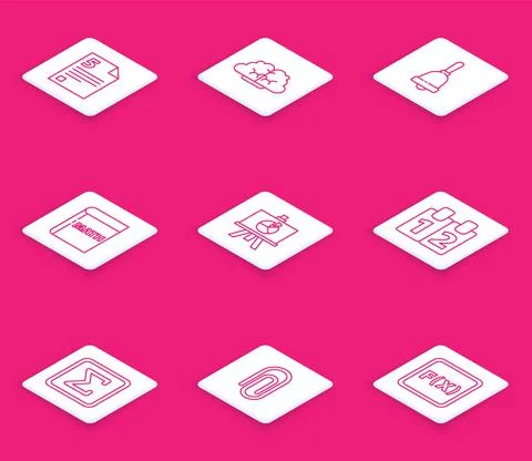 Set line Infinity, schedule, chart, diagram, Test or exam sheet, Triangle math Stock Illustration
