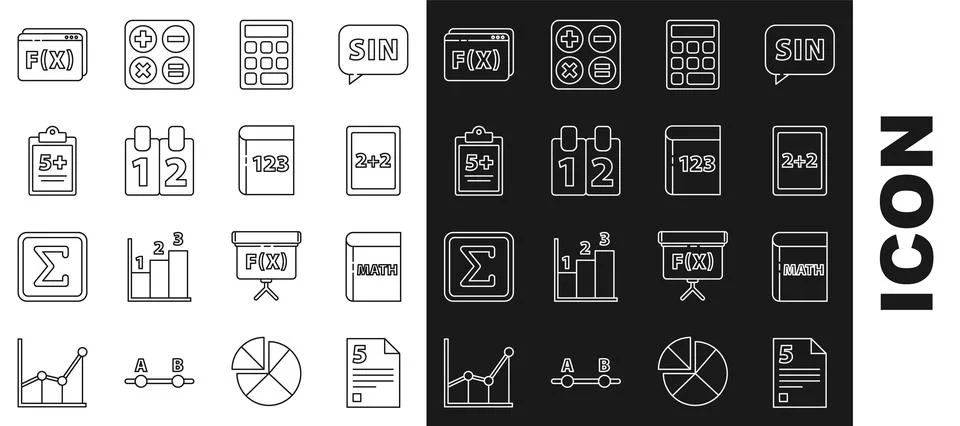 Set line Infinity, Triangle math, Calculation, Mathematics function cosine Stock Illustration