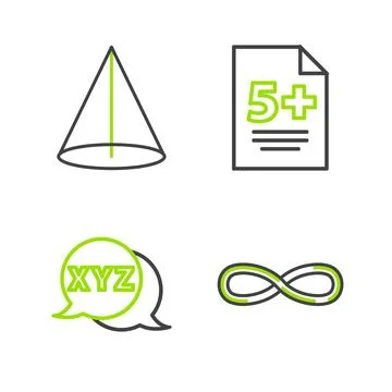 Set line Infinity, XYZ Coordinate system, Test exam sheet and Geometric figure Stock Illustration