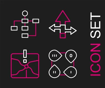 Set line Infographic element, Intersection point, Arrow and Hierarchy organogram Stock Illustration