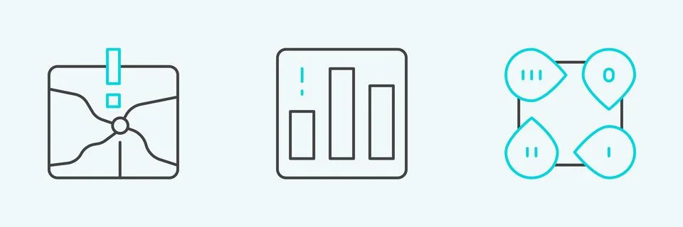 Set line Infographic element, Intersection point and Pie chart infographic icon Stock Illustration