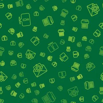 Set line Information, Envelope setting and Telephone on seamless pattern. Vector Stock Illustration
