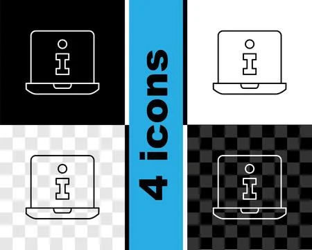 Set line Information icon isolated on black and white, transparent backgrou.. Illustrazione stock