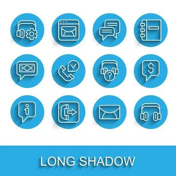 Set line Information, Outgoing call phone, Headphoneswith settings, Mail and e 스톡 일러스트
