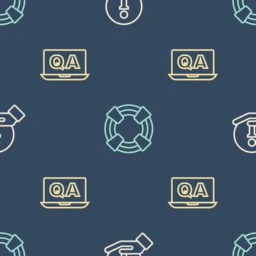 Set line Information, Question and Answer and Lifebuoy on seamless pattern Stockillustratie